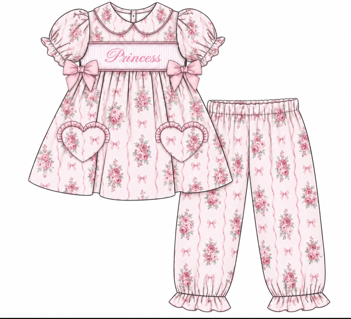 PRE-ORDER - Viral Petal & Pearls Smock Pyjamas