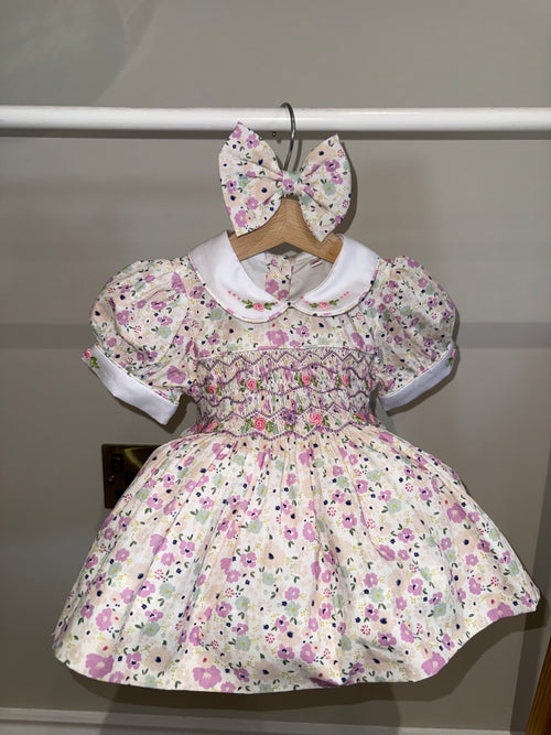 Meadow Garden Lilac Floral Smock