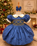 Midnight Noel Navy Smock Dress