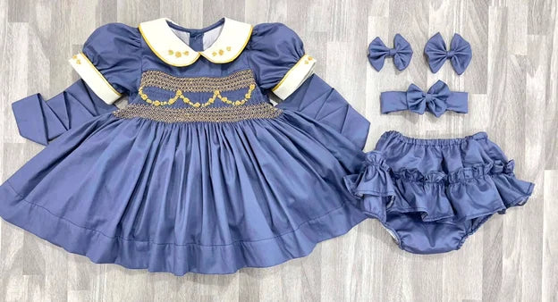 Midnight Noel Navy Smock Dress