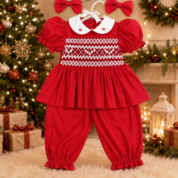 PRE-ORDER Traditional Red Smock Pyjamas Set