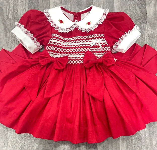 PRE-ORDER- Traditional Christmas Red Smock Dress (DUE END OCTOBER)